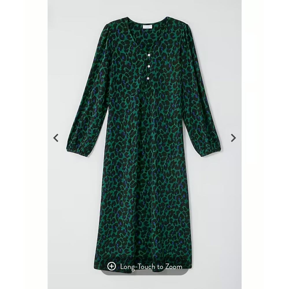 J. Jill Leopard Print A Line Dress Size SP Small Petite Green Multi - Picture 4 of 8